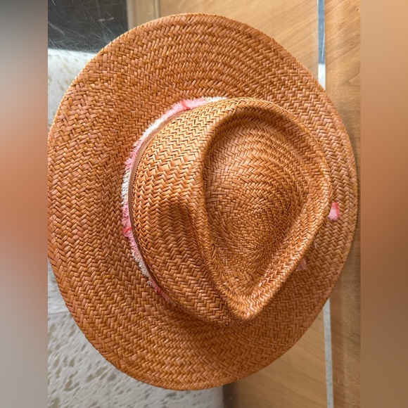 NWT Wyeth Huston Panama Boho Straw Hat with Pink Accents - Picture 2 of 5